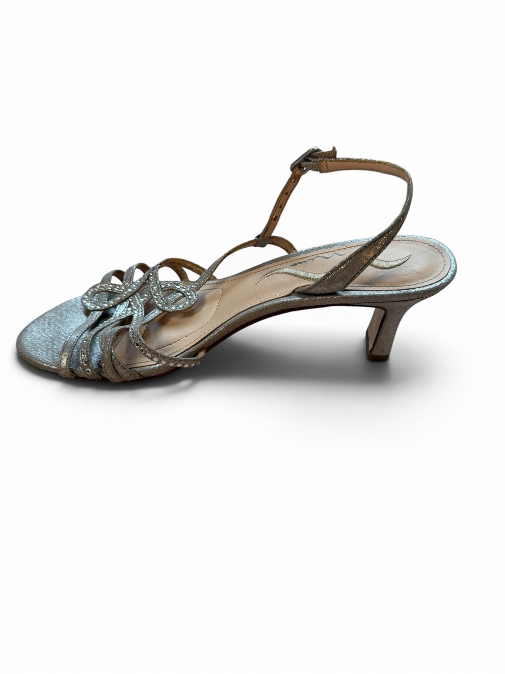 Nina Silver Metallic Mid Heel Sandals